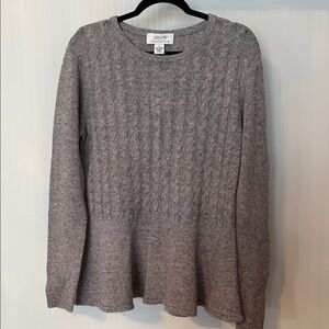 Ply Cashmere Flannel Cable Knit Sweater